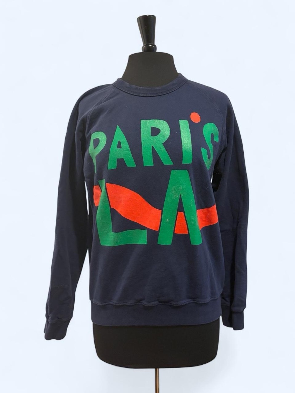Clare V Navy Sweatshirt with Green & Orange 'PARIS' LA Graphic